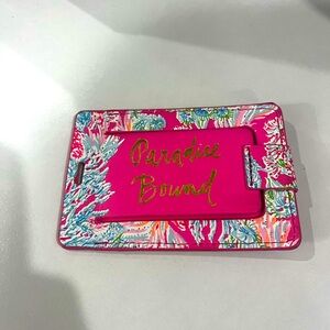 Lilly Pulitzer Colorful Luggage Tag with Gold Text